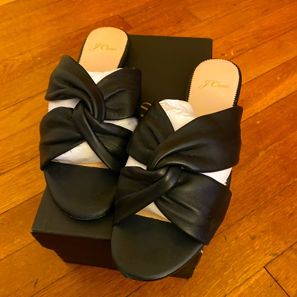 J Crew Metallic Leather Slides - image 1
